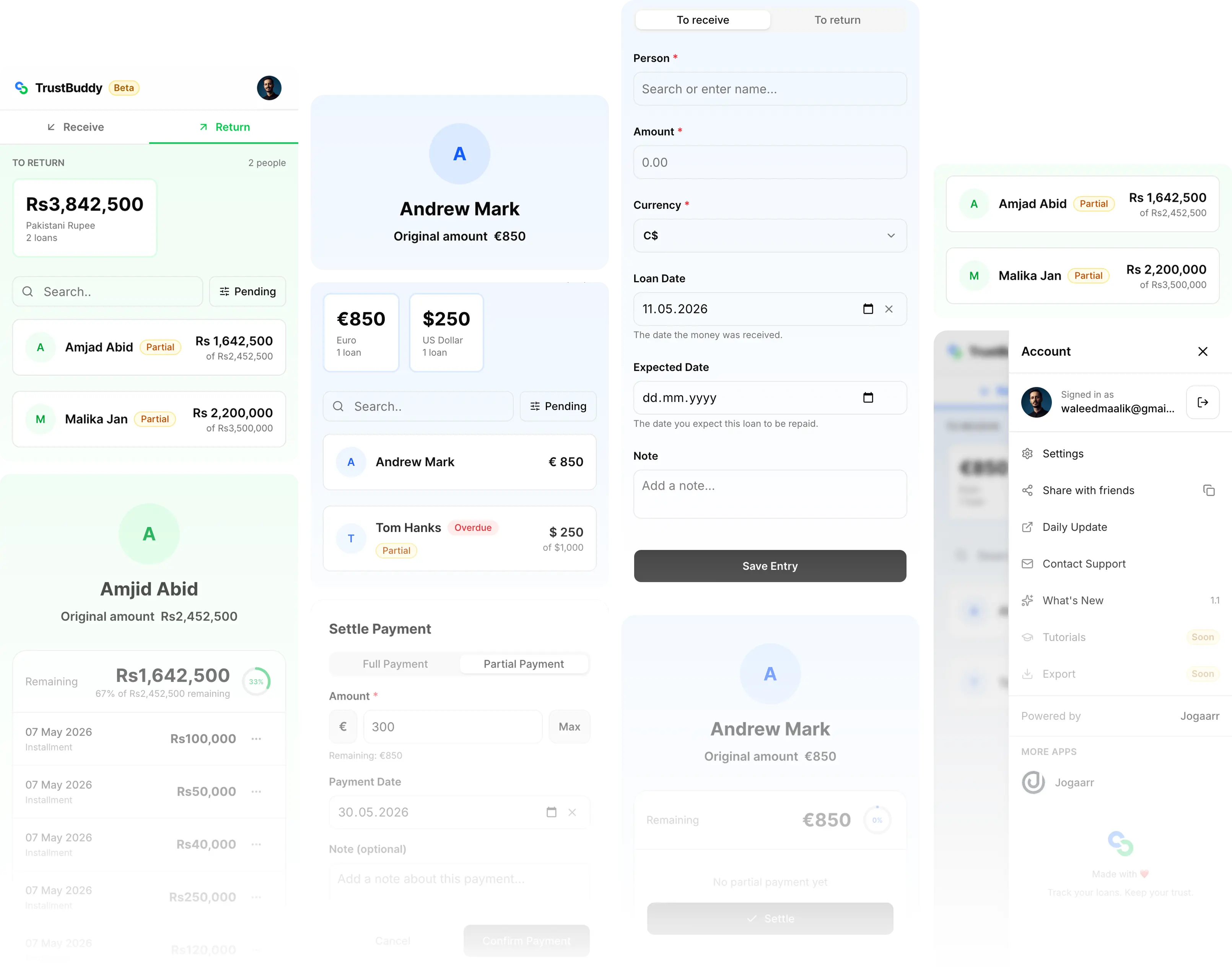 TrustBuddy app screenshots